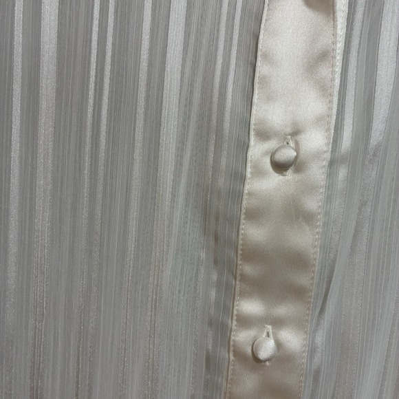 Zara Women Blouse XXL White Sheer Satin Trim Button Down Lightweight Oversized - Picture 6 of 16